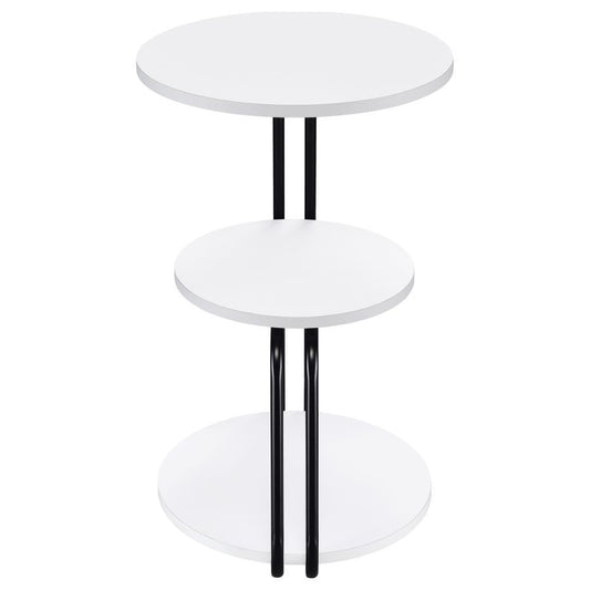 Hilly - 3-Tier Round Accent Side Table - White And Black
