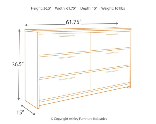 Baystorm - Six Smooth Drawer Dresser - Gray