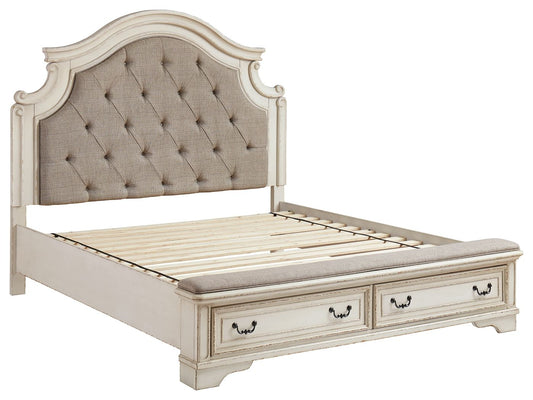 Realyn - California King Upholstered Bed - White / Brown / Beige