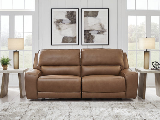 DeepWakes - 2 Seat Power Reclining Sofa Adjustable Headrest - Caramel