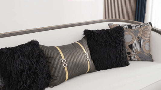 HD-9043 - Sofa - White / Brown / Gold