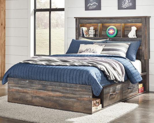 Drystan - Full Bookcase Bed With 4 Storage Drawers - Multi