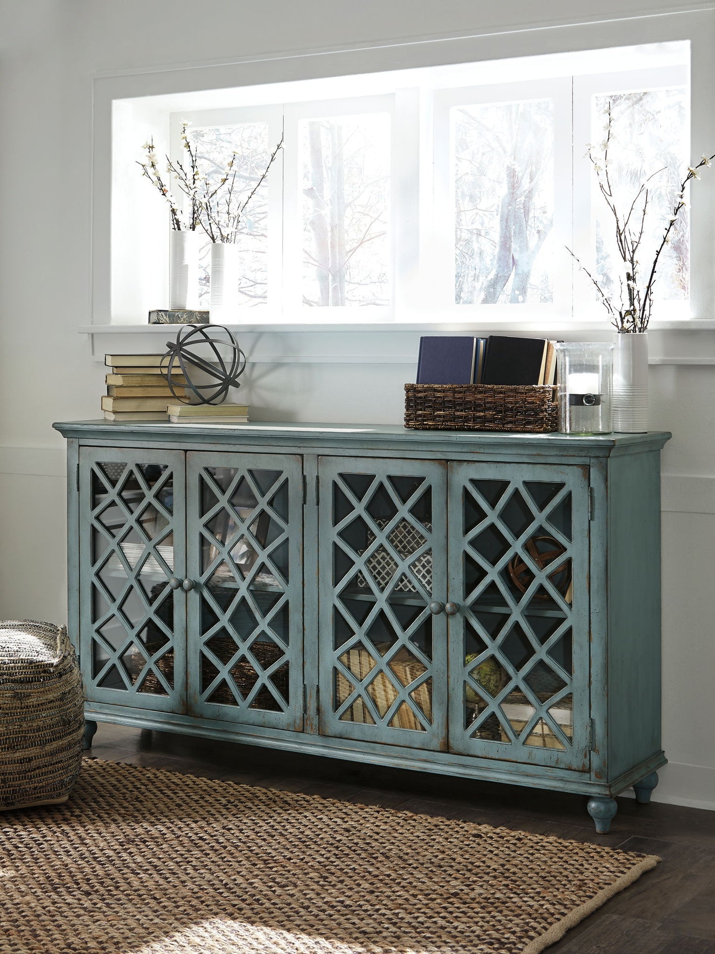 Mirimyn - Accent Cabinet - Vintage Finish - Antique Teal
