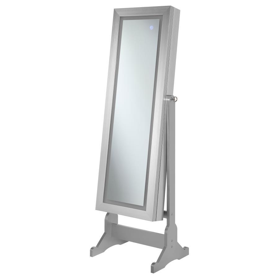 Moore - Cheval Mirror With Jewelry Storage - Silver