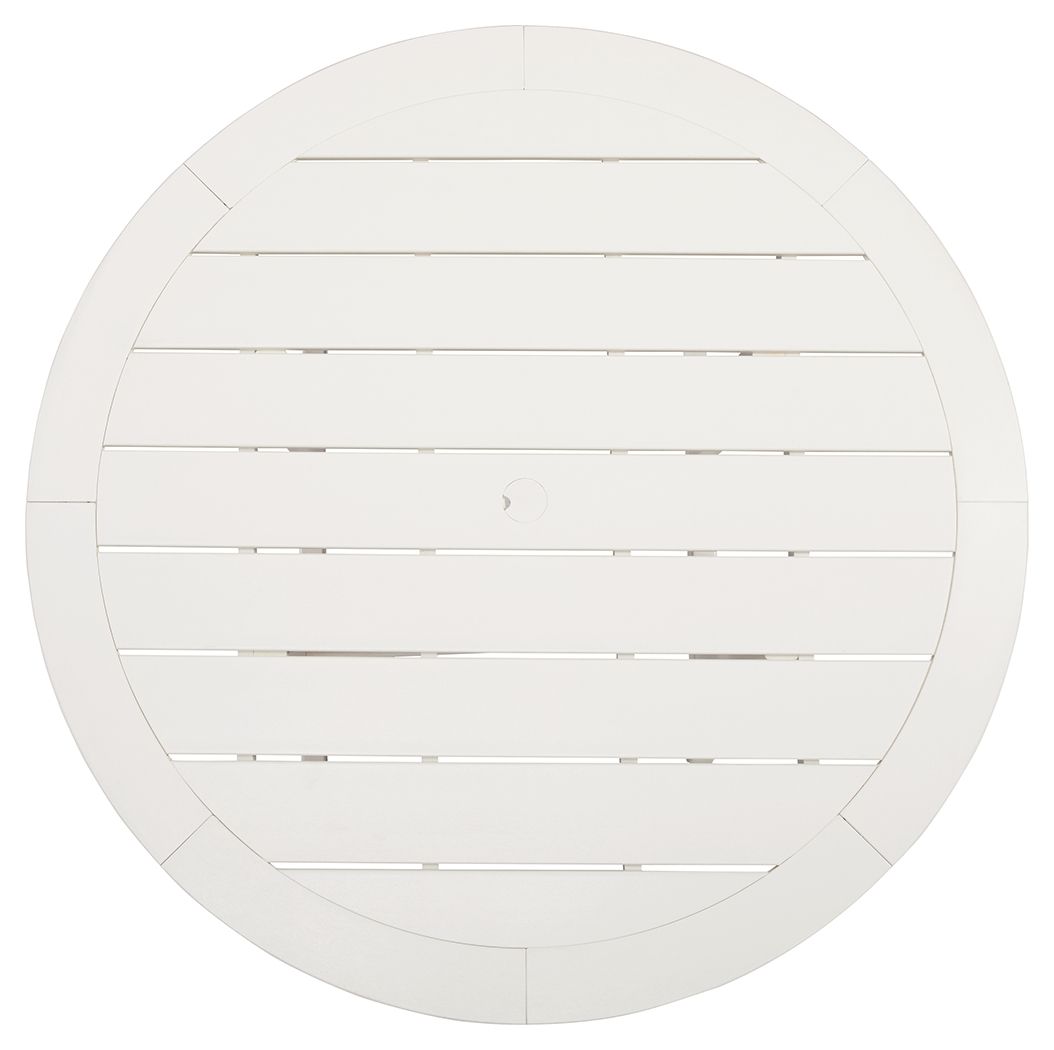 Crescent Luxe - Round Dining Table w/Umb OPT - White