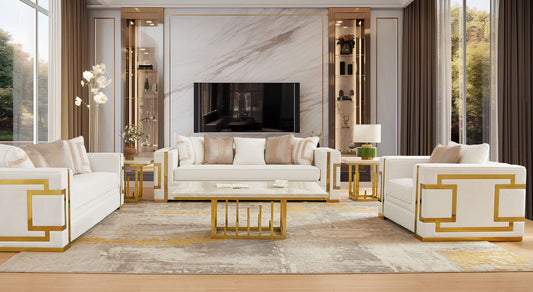 HD-2131 - Sofa - White / Gold