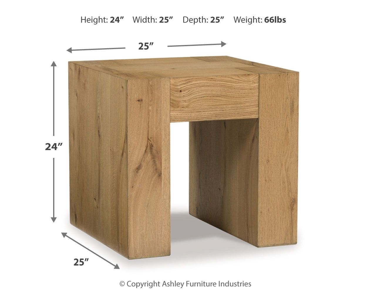 Bracken - Square End Table - Light Brown