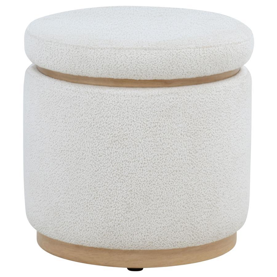 Remuda - Boucle Upholstered Round Storage Ottoman - Ivory