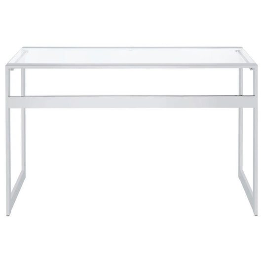 Hartford - Glass Top Writing Desk - Chrome