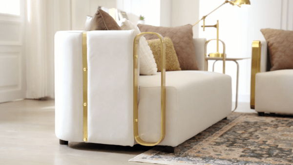 HD-3156 - Loveseat - White / Gold