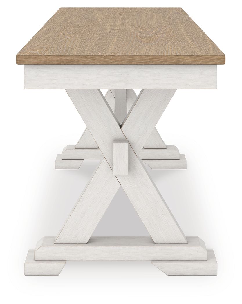 Purlaney - Large Dining Room Bench - Antique White / Natural