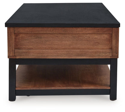 Kallari - Lift Top Cocktail Table - Warm Brown / Black