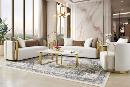 HD-3156 - Sofa - White / Gold