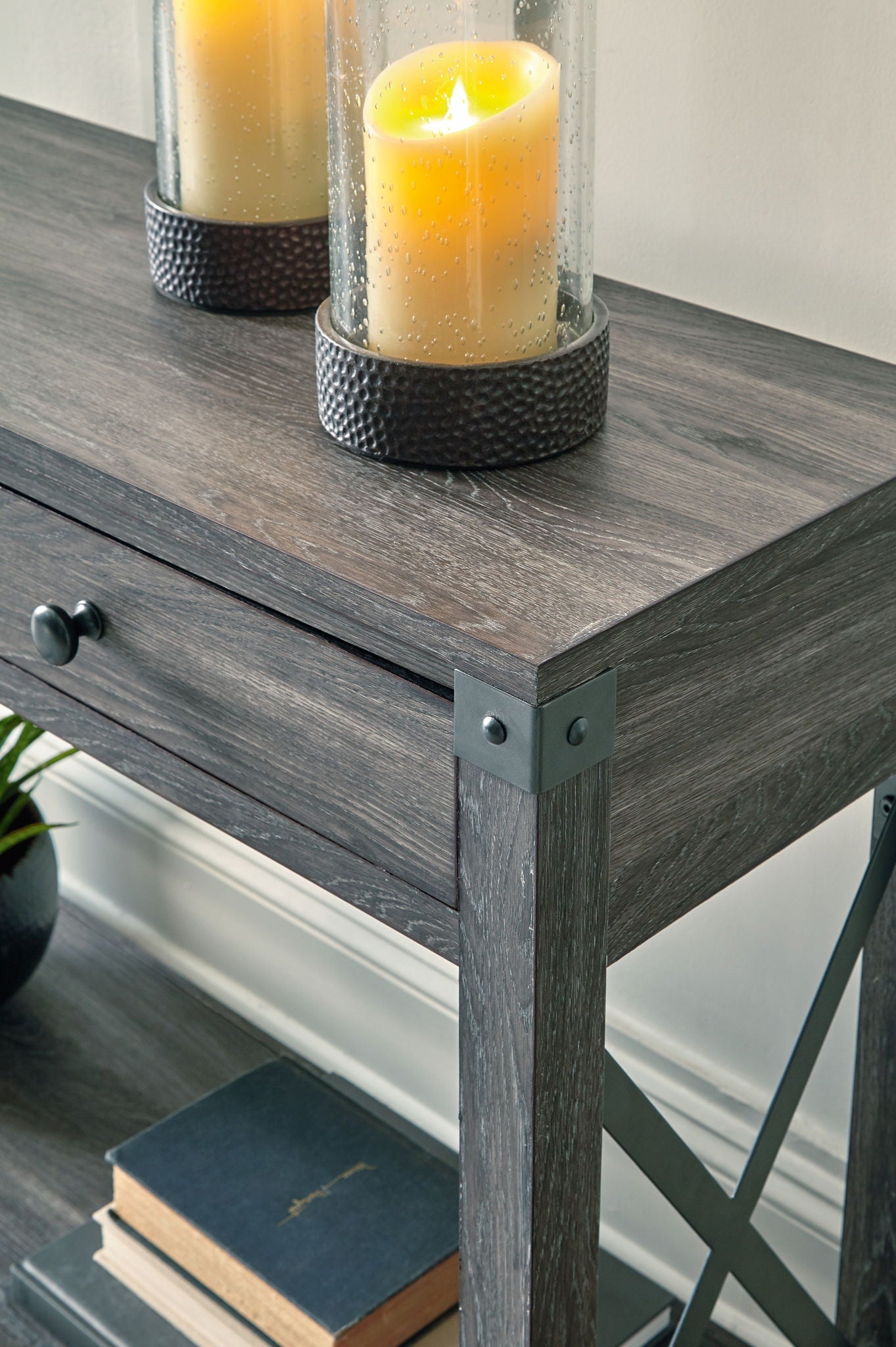 Freedan - Console Sofa Table - Grayish Brown