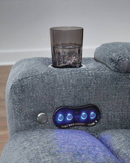 Studio Cave - Power Reclining Loveseat with Console - Steel