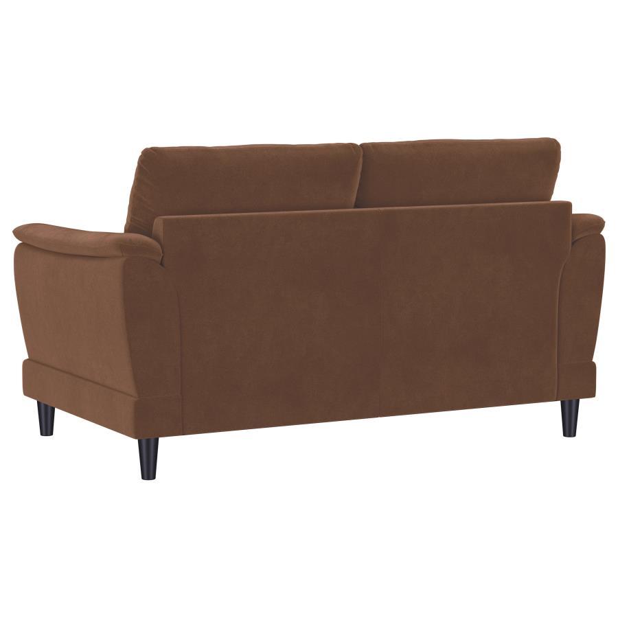 Selma - 2 Piece Velvet Upholstered Crescent Arm Sofa Set - Rust