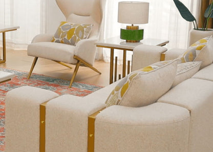 HD-3183 - Loveseat - Beige / Gold