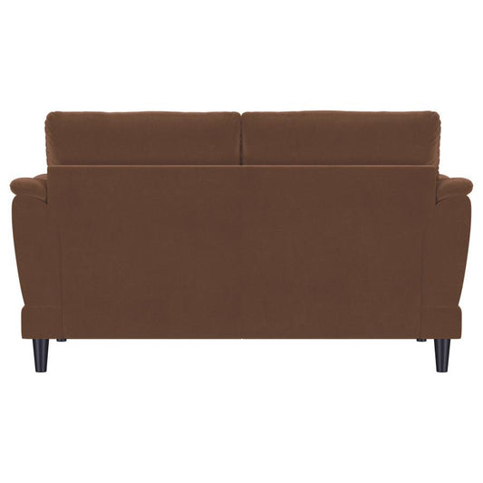 Selma - Velvet Upholstered Crescent Arm Loveseat - Rust