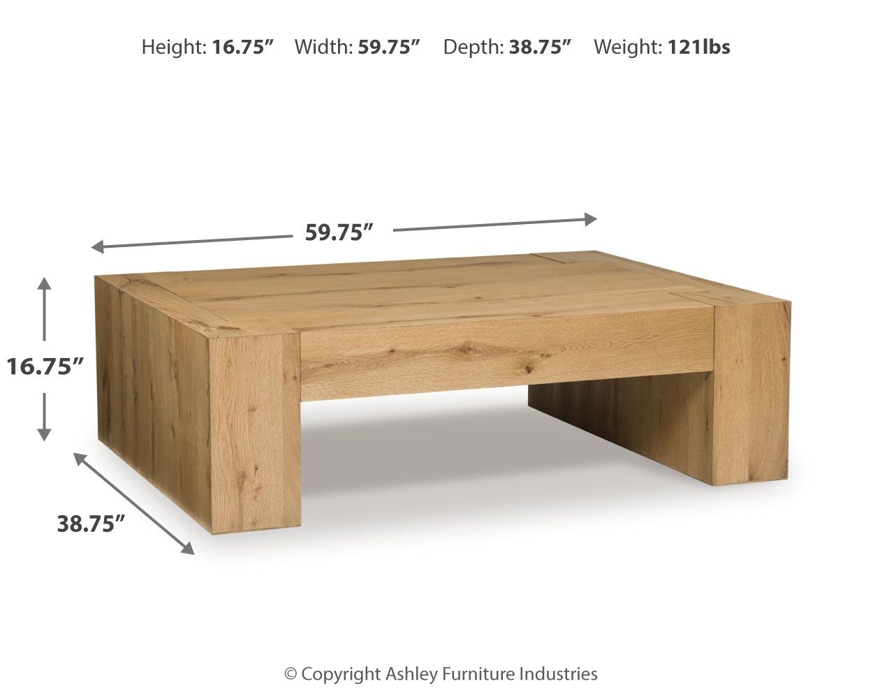 Bracken - Rectangular Cocktail Table - Light Brown