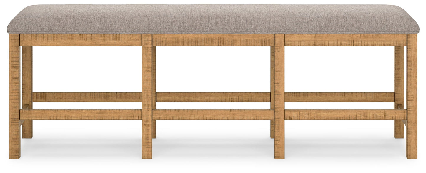 Havonplane - XL Counter Height Upholstered Dining Bench - Brown