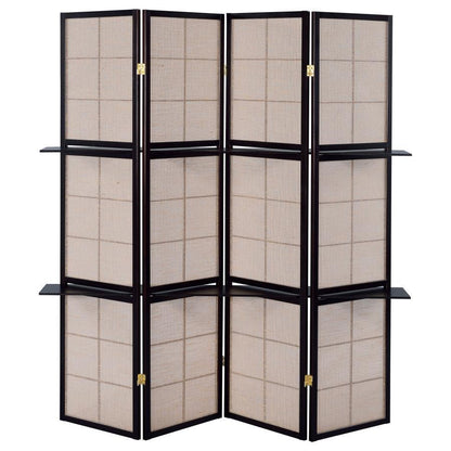 Iggy - 4-Panel Room Divider Folding Shoji Screen - Cappuccino