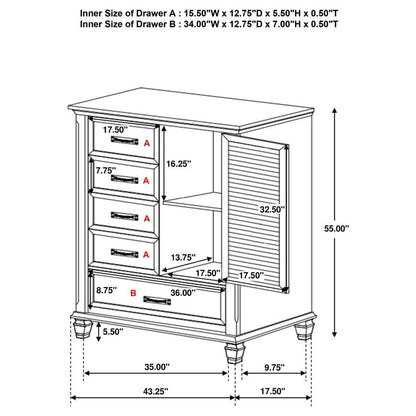 Franco - 5-Drawer Door Chest