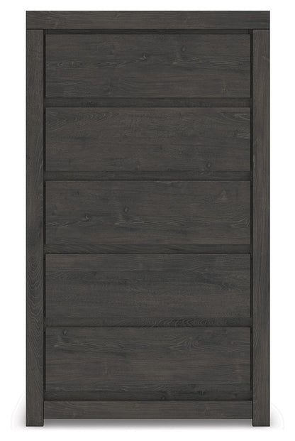 Fraluna - Five Drawer Chest - Charcoal