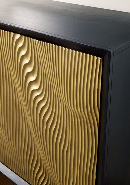 Tayner - Accent Cabinet - Black / Gold Finish