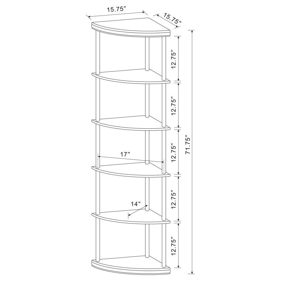 Bonwick - Wood 5-Shelf Corner Bookshelf - Cappuccino
