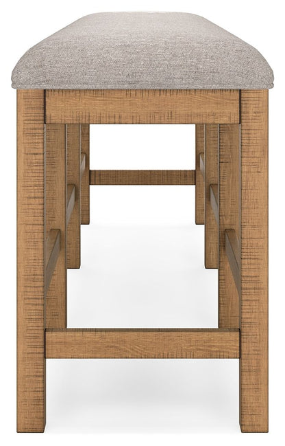 Havonplane - XL Counter Height Upholstered Dining Bench - Brown