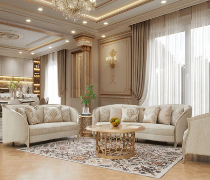 HD-7005 - Loveseat - Beige / Gold