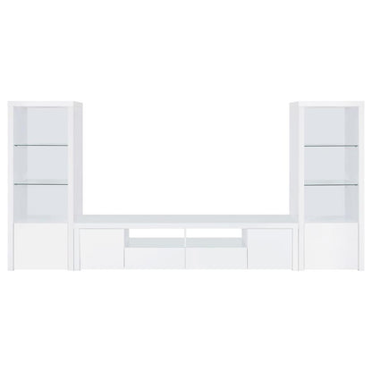 Jude - 3-Shelf Engineered Wood Media Tower - High Gloss White