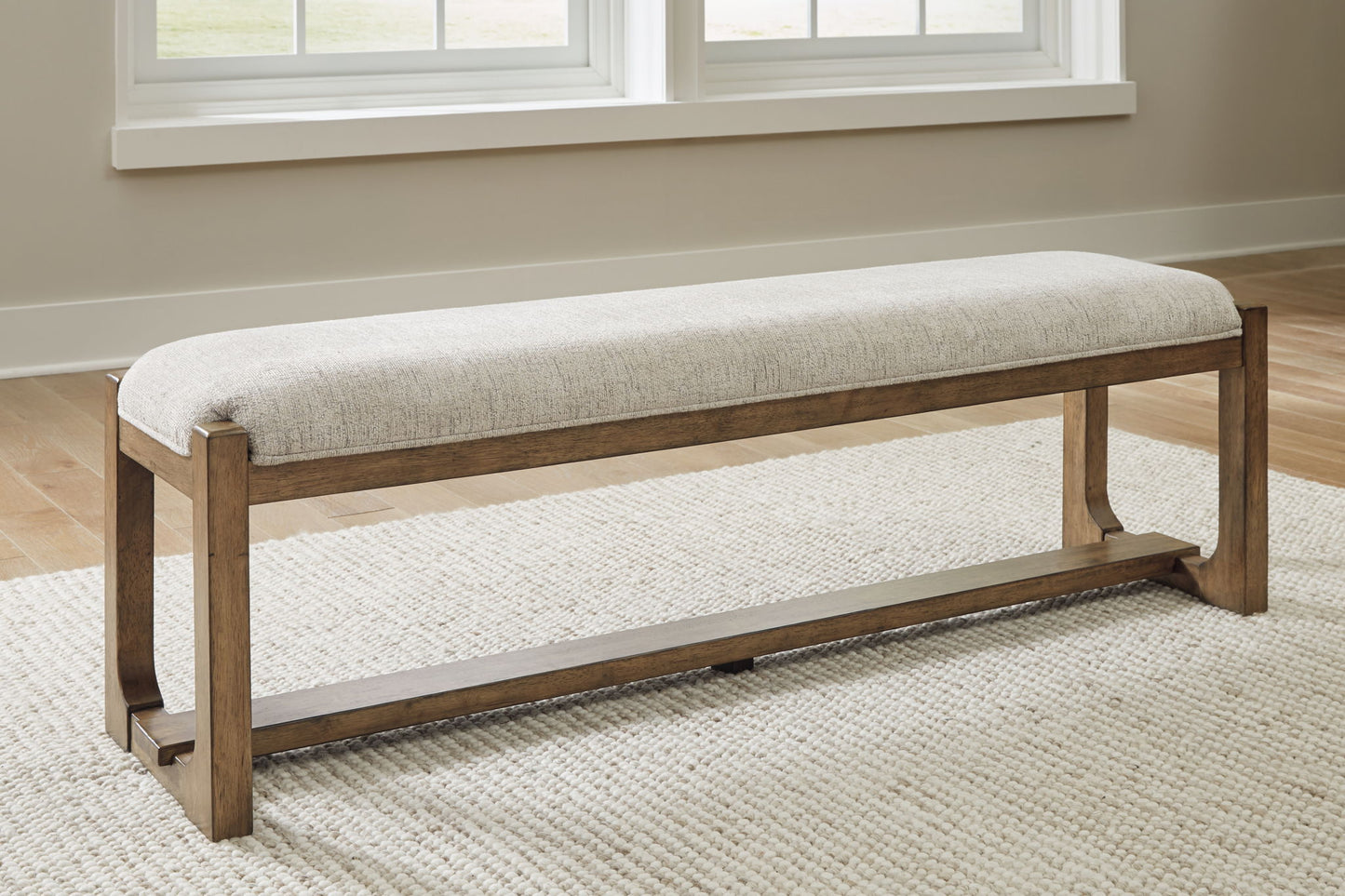 Cabalynn - Large Uph Dining Room Bench - Oatmeal / Light Brown