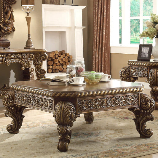 HD-8011 - Coffee Table - Antique Gold / Pefect Brown