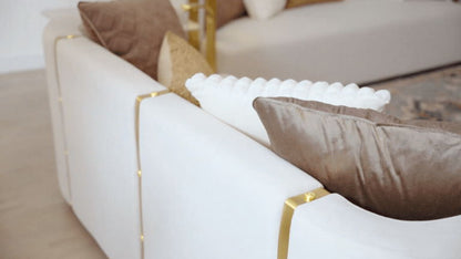 HD-3156 - Loveseat - White / Gold