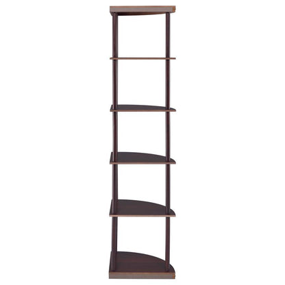 Bonwick - Wood 5-Shelf Corner Bookshelf - Cappuccino