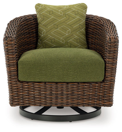 Horizon Hall - Swivel Lounge With Cushion - Brown / Green