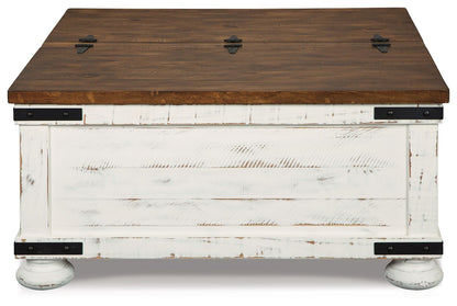 Wystfield - Cocktail Table with Storage - White / Brown