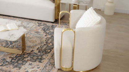 HD-3156 - Chair - White / Gold