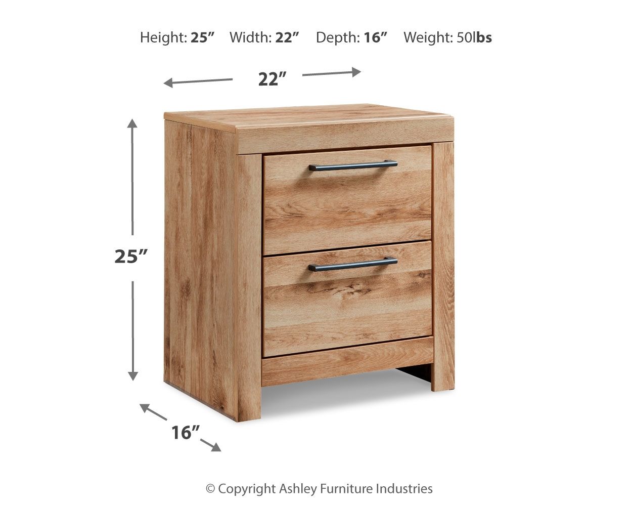 Hyanna - Two Drawer Night Stand - Tan Brown