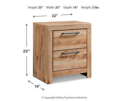 Hyanna - Two Drawer Night Stand - Tan Brown