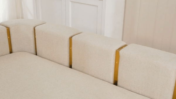 HD-3183 - Loveseat - Beige / Gold