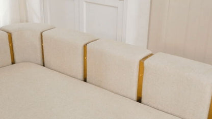 HD-3183 - Loveseat - Beige / Gold