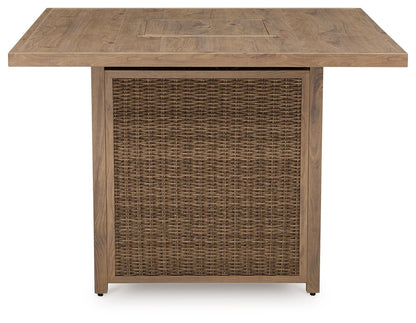 Walton Bridge - Square Bar Table W/Fire Pit - Driftwood