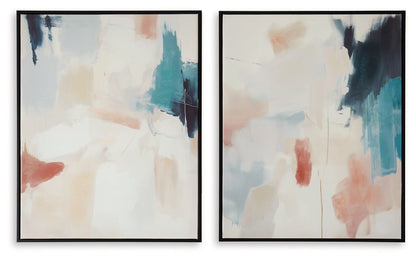 Caldish - Wall Art Set (Set of 2) - Blue / White / Pink