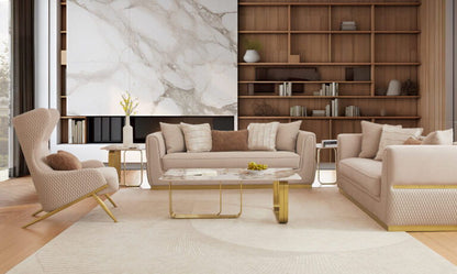 HD-3181 - Loveseat - Beige / Gold