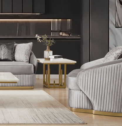 HD-7008 - Chair - Gray / Gold