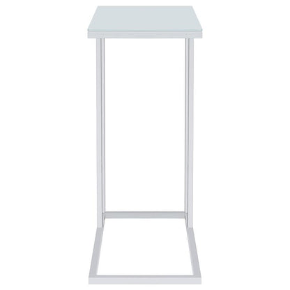 Stella - Glass Top C-Shaped Sofa Side Table - Chrome