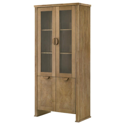 Adina - Tall Display Cabinet - Distressed Light Brown