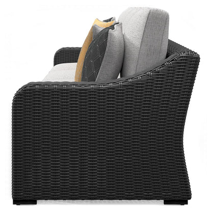 Beachcroft - 2-Piece Outdoor Loveseat with Cushion - Black / Light Gray
